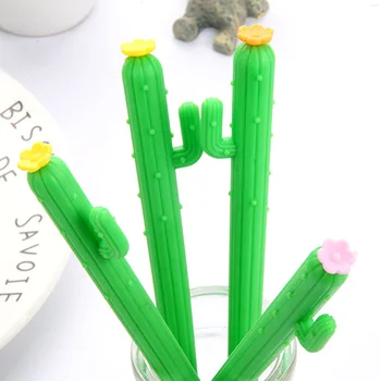 100 Шт Нейтральная ручка Cactus Прекрасной формы, Черные Студенческие Канцелярские принадлежности на водной основе, Кавайная ручка, Офисные принадлежности для школы