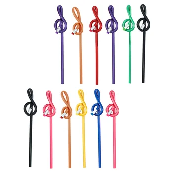 12шт Карандашей для заметок для студентов Портативные изогнутые карандаши Очаровательные музыкальные карандаши (случайный цвет)