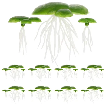 2 упаковки/36ШТ Имитация декора из ряски Пластиковое водяное растение с корнями (зеленый)
