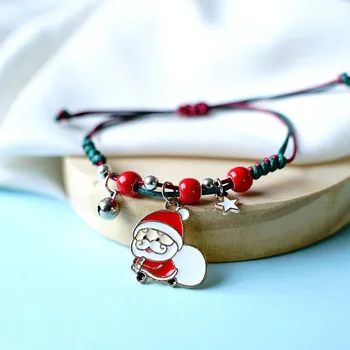 2024ХОТ Рождественский браслет Санта Клаус Лось Рождественская елка подвеска-шарм веревочный браслет украшения