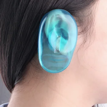 2ШТ Салонная краска для волос Прозрачный Синий Силиконовый чехол для ушей, защитные наушники от окрашивания в Парикмахерской, защищающие уши от краски