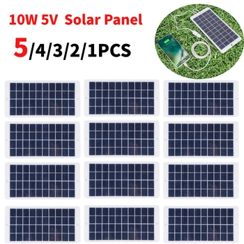 5-1 шт. солнечная панель мощностью 10 Вт 5 В, легкая портативная солнечная система, зарядные устройства для мобильных телефонов, мини-банк питания, солнечная пластина для кемпинга на открытом воздухе
