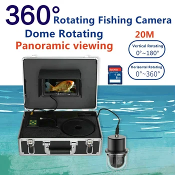 7-дюймовый Видеорегистратор 20-метровая Видеокамера для подводной рыбалки Эхолот IP68 Водонепроницаемый 20 светодиодов Вращающийся на 360 градусов Купол Вращающийся P