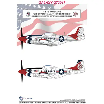 GALAXY G72017 в масштабе 1/72 P-51D Наклейка Mustang Bicentennial & Thunderbirds