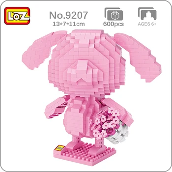 LOZ 9207 Животный Мир Розовый Любовный Кролик Цветок Сакуры Домашнее Животное Кукла Мини Алмазные Блоки Кирпичи Строительная Игрушка для Детей Подарок без Коробки