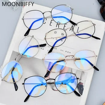 MOONBIFFY, новое поступление, Женщина, мужчины, Кошачьи круглые глаза, оправа для очков, Оптические очки, очки в золотой серебряной оправе.