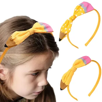 Oaoleer Back To School Резинки для волос с карандашным принтом для маленьких девочек, милый обруч для волос ручной работы, детские головные уборы, аксессуары для волос