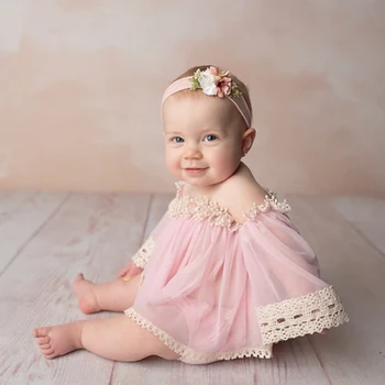 Roadfisher Реквизит для фотосъемки новорожденных, кружевное платье принцессы для девочки с открытыми плечами, свободный топ, повязка с бантом для студии фотосессии