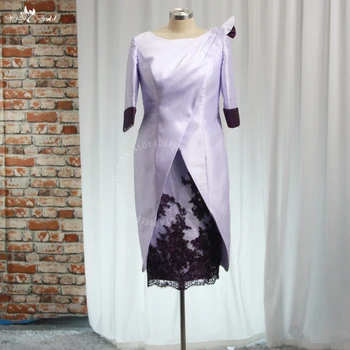 RSE961 Элегантное Фиолетовое свадебное вечернее платье с короткими рукавами длиной до колен, 2 предмета, платья для матери невесты жениха с жакетом