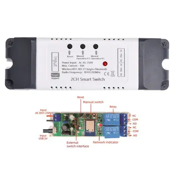 Tuya Smart Wifi Switch Модуль Micro USB 5V AC85-250V RF433Mhz Радио Умный Пульт Дистанционного Управления Беспроводной Wifi Switch Модуль