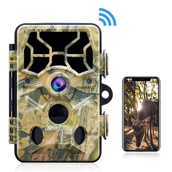 WiFi Охотничья Камера 30MP Bluetooth Trail Camera 1296P Ночного Видения С Активацией Движения Водонепроницаемый IP66 Мониторинг Дикой Природы на открытом воздухе