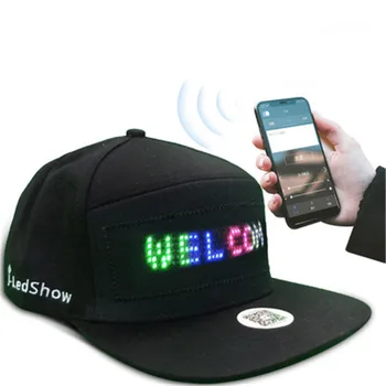 Бейсбольная кепка унисекс со светодиодной подсветкой Bluetooth, управляемая мобильным телефоном и приложением, прокручивающаяся панель отображения сообщений, хип-хоп уличная кепка Snapback, светодиодная кепка