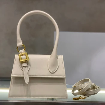 Женская фирменная дизайнерская сумка через плечо с металлическим декором, женская кожаная маленькая квадратная сумка с магнитной пряжкой, однотонная универсальная сумка