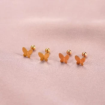 Женские серьги-гвоздики MIQIAO из настоящего 18-каратного золота Pure Solid Au750 Simple Butterfly Devise Fine Jewelry Подарок EA034