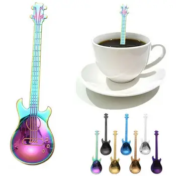 Креативный набор кофейных ложек для гитары, Стальная Десертная Ложка для мороженого, Чайная Ложка, Кофейные Аксессуары, Столовые Приборы, Инструменты для питья, Чайная Ложка