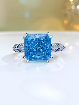 Модное кольцо из серебра 925 пробы с роскошным цветным бриллиантом, инкрустированное высокоуглеродистым бриллиантом Girl