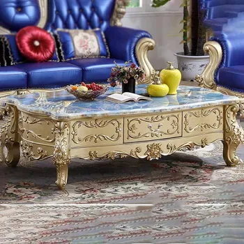 Мраморный журнальный столик в европейском стиле, вилла в американском стиле, гостиная, чайный столик, гостиная, чайный столик из цельного дерева с резьбой по мрамору