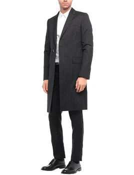 Мужской костюм из 2 предметов, длинное пальто в полоску на одной пуговице, пиджак, смокинги для отдыха, выездов на работу