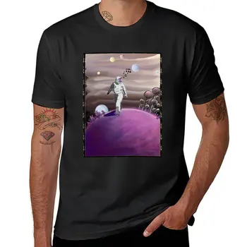 Новая футболка Spaceman Stroll, быстросохнущая футболка, забавная футболка, эстетическая одежда, футболка оверсайз, мужские футболки, упаковка