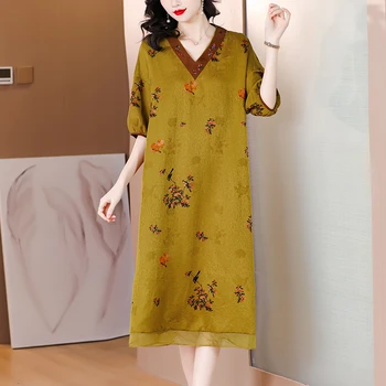 Новое летнее Шифоновое платье Миди с цветочным рисунком 2022, женские Корейские модные Элегантные сексуальные платья с рюшами и вырезом
