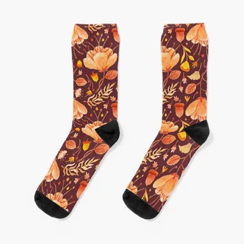 Носки с рисунком осенних цветов и листьев носки на Рождество рождественские носки мужские носки Женские
