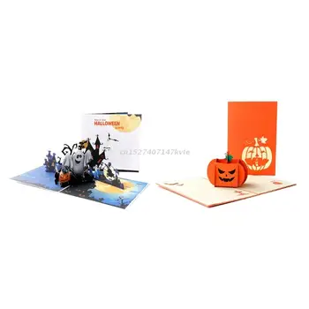 Открытки на Хэллоуин, 3D всплывающая открытка с тыквой-призраком ведьмы для вечеринки на Хэллоуин