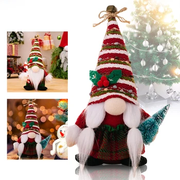 Рождественская фигурка Tomte Swedish Nordic Gnomes ручной работы, Вязаные полосатые плюшевые украшения шведских гномов, Скандинавская Шведская игрушка Tomte