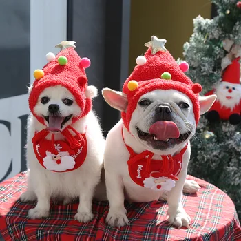 Рождественская шапка для домашних животных, Милые Рога, полотенце для слюны собаки, костюм кошки, зоотовары, Праздничная Шапка для собаки, Зимняя теплая Шапка для собаки, Аксессуары для домашних животных
