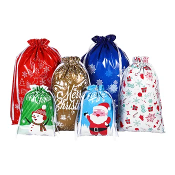 Рождественские сумки на шнурках 30 шт. Рождественские сумки большого размера Подарочная упаковка Разных стилей Рождественские Подарочные сумки Рождественские Сумки