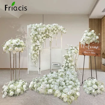 Роскошная белая роза Babysbreath, композиция из искусственных цветов, украшение свадебного стола, цветочный шар, центральное место в декоре, реквизит для вечеринки