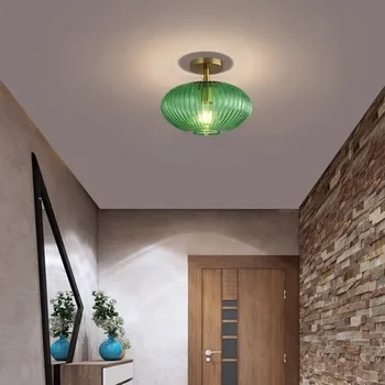 Скандинавские светодиодные Стеклянные потолочные светильники Минималистичный светильник для ванной комнаты, балкона, входа в спальню, внутреннего освещения, Стеклянный потолочный светильник