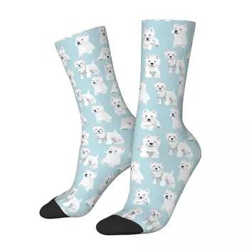Счастливые забавные мужские носки, повседневные носки Westie с милым щенком, спортивные женские носки для собак породы Вест Хайленд-терьер, весна-лето, осень-зима