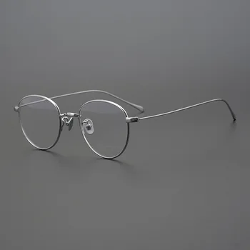 Чистый Титан Ретро Круглые Мужские Очки Оптическая Оправа Для Очков при Близорукости для Женщин Японский Люксовый Бренд Anti Blue Light Glasses