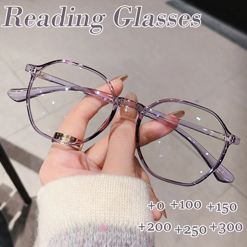 2023 Ультралегкие очки для чтения для женщин, модные прозрачные очки с защитой от синего света, очки по рецепту от 0 до + 300 Изображение 3