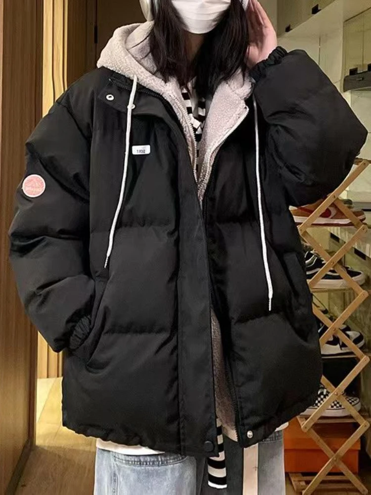 Xgoth, стеганая куртка с капюшоном, Корейские красочные утолщенные поддельные Длинные парки из двух частей, Женское зимнее новое опрятное утепленное пальто Изображение 4