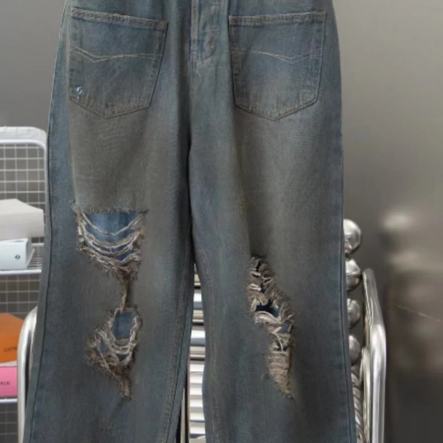Модные джинсы высокого класса, оригинальный роскошный дизайн передних и задних двойных карманов, знаменитые рваные джинсы унисекс высокого качества Изображение 0