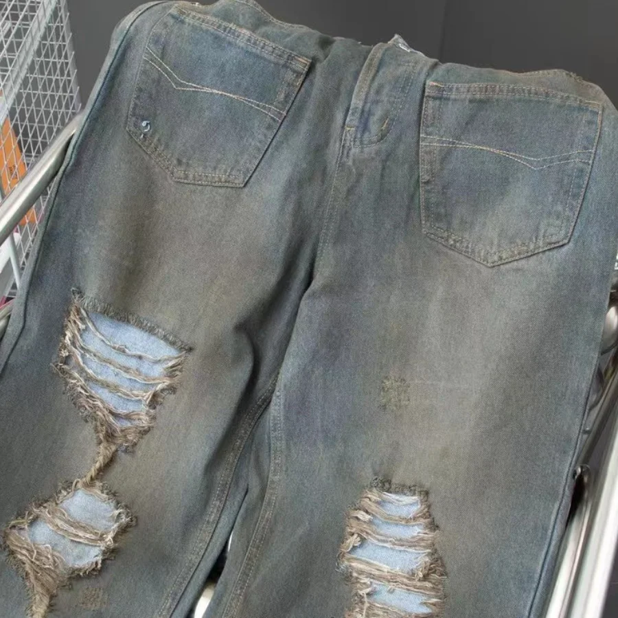 Модные джинсы высокого класса, оригинальный роскошный дизайн передних и задних двойных карманов, знаменитые рваные джинсы унисекс высокого качества Изображение 2
