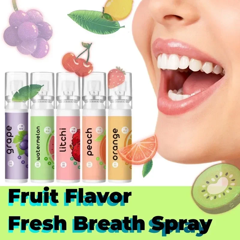 Спрей для свежего дыхания с фруктовым вкусом, прохладный освежитель для рта, устраняет неприятный запах изо рта, уход за полостью рта, портативный, для работы и путешествий, стойкий сладкий спрей Изображение 0