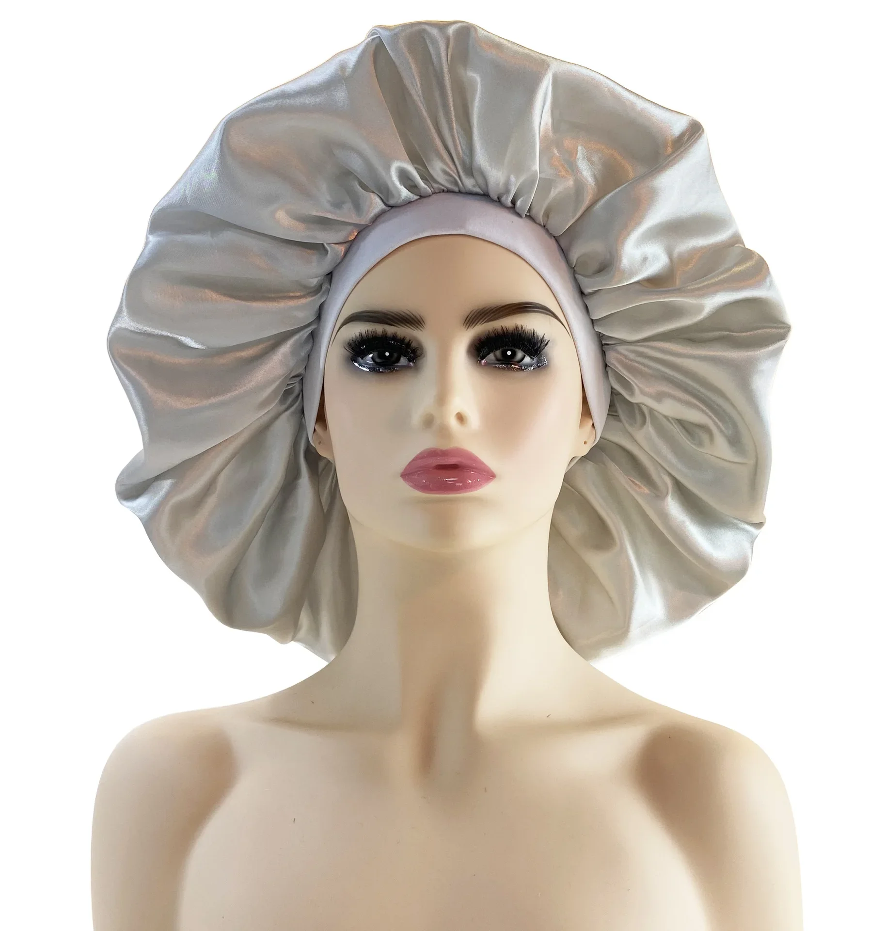 Шелковая спальная шапочка большого размера, ночная шапочка, головной убор, чепец, атласная шапочка Cheveux Nuit для ухода за вьющимися волосами, Дизайнерская женская косметика Изображение 4