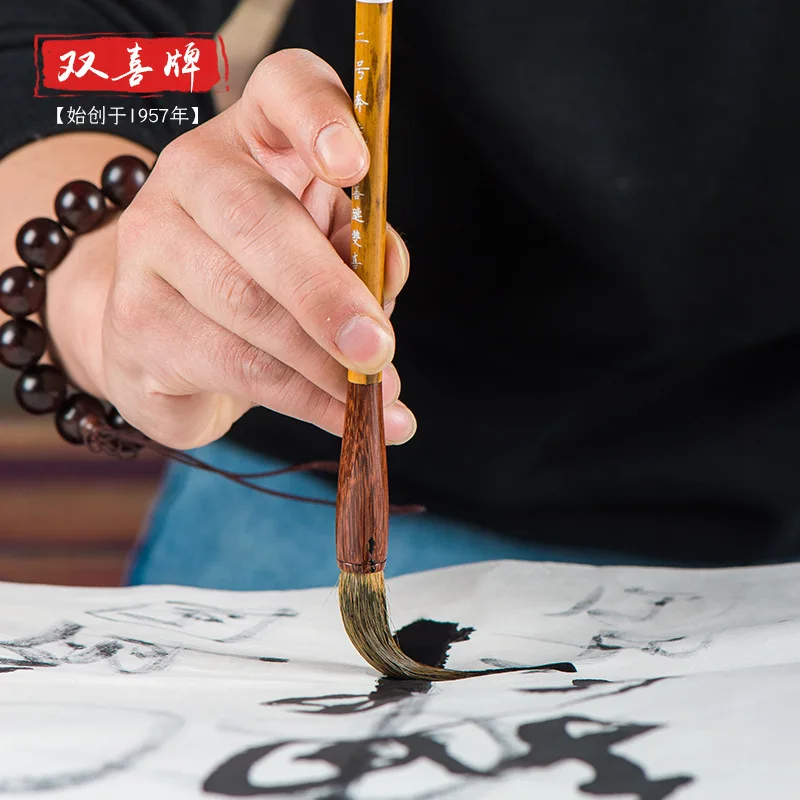 Шуанси традиционный цветочный столб ручной работы деревянное ведро кисть для письма высокое качество Волк Хао Цзицзянь традиционная китайская живопись Изображение 1