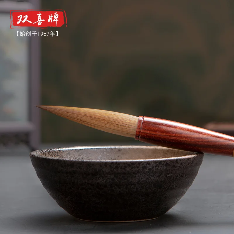 Шуанси традиционный цветочный столб ручной работы деревянное ведро кисть для письма высокое качество Волк Хао Цзицзянь традиционная китайская живопись Изображение 2
