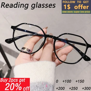 2023 Ультралегкие очки для чтения для женщин, модные прозрачные очки с защитой от синего света, очки по рецепту от 0 до + 300