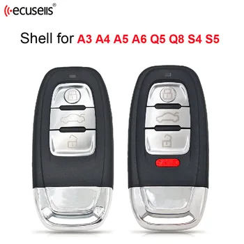 Ecusells Заменяют Смарт-Дистанционный Ключ Shell Case Fob 3/4 Кнопки для Audi A3 A4 A5 A6 Q5 Q8 S4 S5