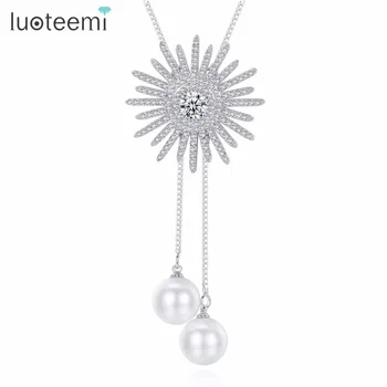 LUOTEEMI, Милый Элегантный Замечательный Простой дизайн, Ожерелья в форме солнечного цветка для модных женских украшений на Годовщину, аксессуары