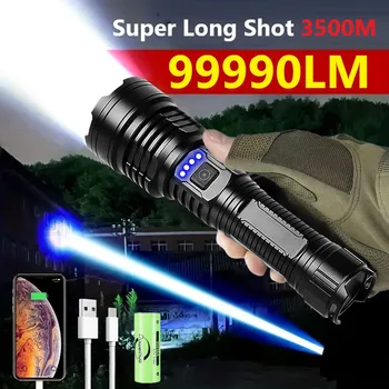 Super XHP360 Long Range 3500M Мощный светодиодный фонарик 18650 USB Перезаряжаемый фонарь для охоты, кемпинга, тактический фонарь