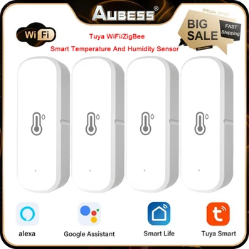 Tuya WiFi /ZigBee Умный Датчик Температуры И влажности SmartLife APP Remote Monitor Умный Дом Работает С Alexa Google Assistant