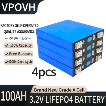 батарея Lifepo4 4шт 3.2V 100Ah Lifepo4 Может быть объединена в Аккумуляторные элементы класса A 12V 24V 36V 48V Для Хранения Солнечной энергии на лодке ГольфКаре