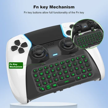 Беспроводная клавиатура для ручки контроллера PS5, совместимая с Bluetooth внешняя игровая мини-клавиатура С зеленой подсветкой, встроенный динамик
