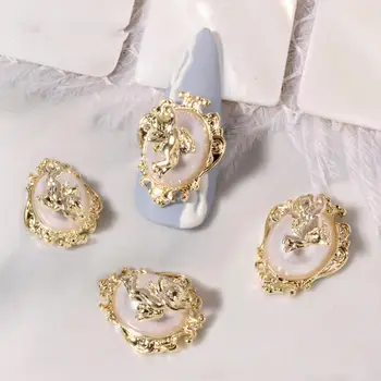 Блестящие вращающиеся жемчужные Ангелочки с бантом, 3D стразы для ногтей, советы по дизайну ногтей, наклейки для маникюра, украшения для ногтей