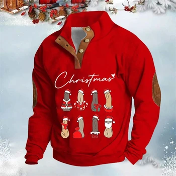 Винтажная рождественская толстовка для тенниса, новогодняя куртка для гольфа Y2k, мужской зимний пуловер с 3D принтом Санта-Клауса, уличная одежда